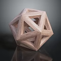 Contemporary Handcrafted Wooden Geometric Polyhedron Furniture Decor With Openwork Structural Design