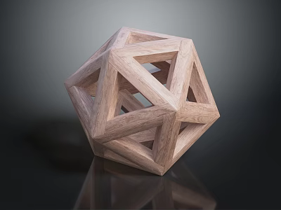 Contemporary Handcrafted Wooden Geometric Polyhedron Furniture Decor With Openwork Structural Design 3d model