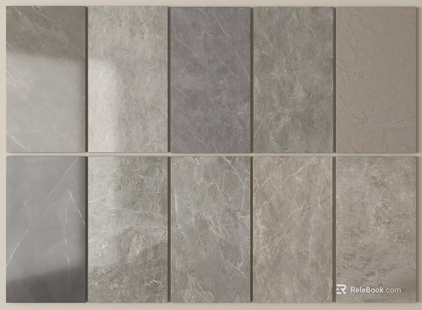 Various Gray Floor Tiles With Natural Stone Textures And Diverse Patterns 3d model 