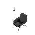Modern Black Single Sofa With Black Floor Lamp In Light Gray Background 3d model