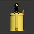 Stylish Decorative Ornament Set With Golden Canister Black Components And Transparent Glass Tube