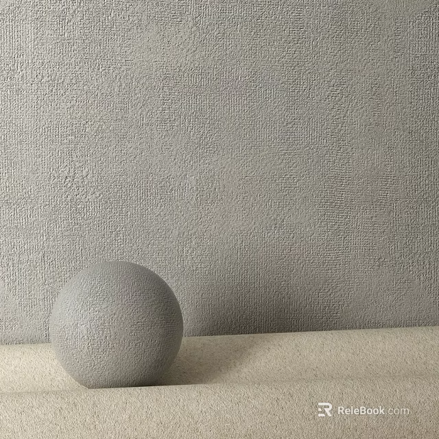 Textured Gray Wall With Smooth Gray Sphere In Front Decorative Element 3d model 