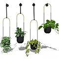 Stylish Hanging Planters with Lush Green Plants and Metal Hangers for Indoor Decor
