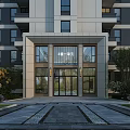 Modern Luxury Residential Entrance Gate With Glass Doors Stone Steps And Surrounding Greenery