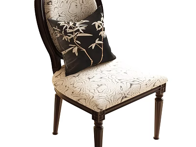 Elegant Classic Dining Chair With Upholstered Fabric Seat Wooden Legs And Decorative Pillow 3d model