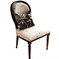 Elegant Classic Dining Chair With Upholstered Fabric Seat Wooden Legs And Decorative Pillow