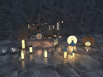 Diverse Design Outdoor Lights Featuring Lantern Dome And Cage Shaped Styles For Garden Patio 3d model