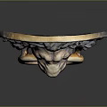 Bronze Lion Head Door Knocker With Mane And Golden Ring On Dark Background With Reflection