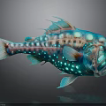 Vibrant Colorful Fish With Blue Green Purple Glowing Spots And Unique Spikes