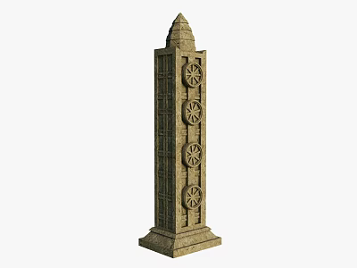 Ornate Stone Pillar With Carved Patterns Spire Top And Decorative Base 3d model