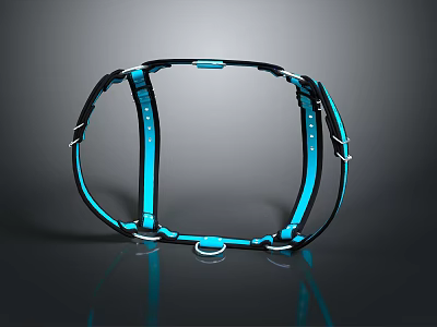 Modern Circular Daily Living Accessory With Blue LED Light And Black Frame 3d model