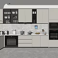 Modern Kitchen Interior Design With Gray Cabinets Built in Appliances And Polished Countertop