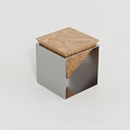 Minimalist Modern Stool With Wooden Top And Metal Triangular Frame Design 3d model