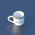 White Ceramic Decorative Mug With Gold Rim Handle And Black Pattern For Home Use