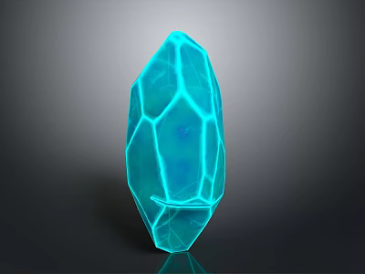 Elegant Blue Stone Crystal Featuring Geometric Surface Texture On Gray Background 3d model