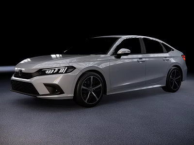 Silver Modern Sedan With Sleek Design LED Headlights And Black Alloy Wheels 3d model