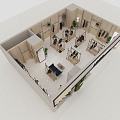 Modern Clothing Store Fur Shop 3d model