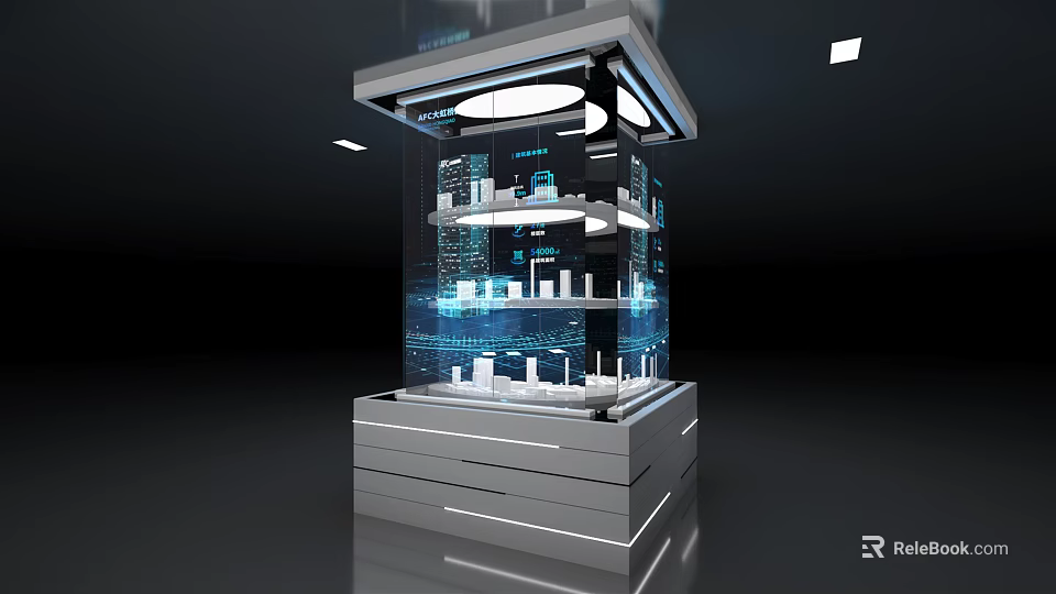 Modern Commercial Display Equipment with Multiple Shelves LED Lighting for High End Retail Showcase 3d model 