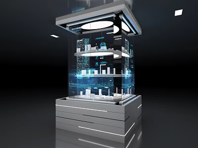 Modern Commercial Display Equipment with Multiple Shelves LED Lighting for High End Retail Showcase 3d model