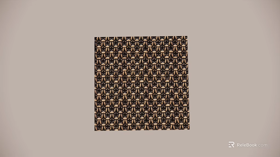 Wall Surface with Intricate Repeating Geometric Pattern in Black and Gold Tones 3d model 