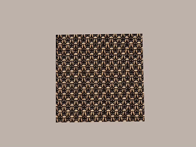 Wall Surface with Intricate Repeating Geometric Pattern in Black and Gold Tones 3d model
