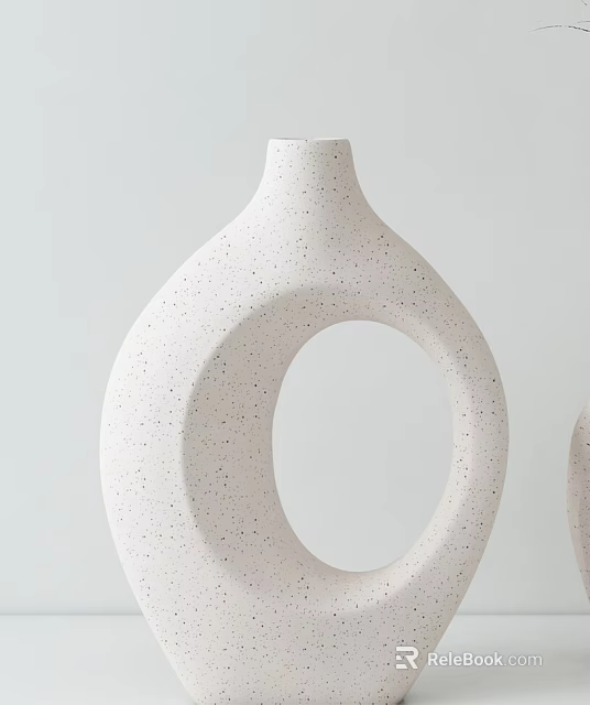 White Speckled Ceramic Vase With Unique Hollow Design For Fresh Flowers 3d model 