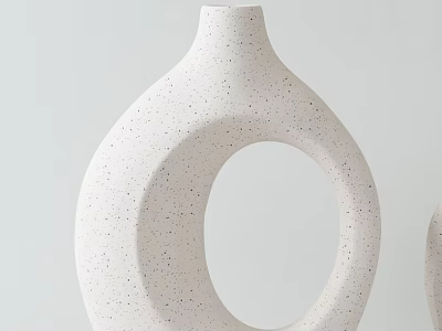 White Speckled Ceramic Vase With Unique Hollow Design For Fresh Flowers 3d model