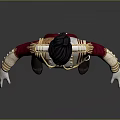 Military Uniform In Red White With Gold Accents Black Hat White Gloves And Boots