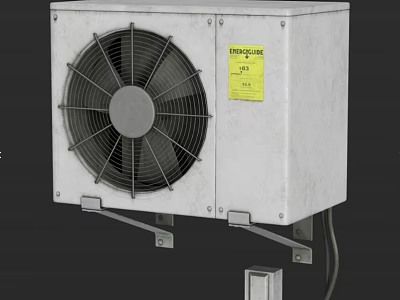 Air Conditioner Fan Outdoor Unit With Metal Casing Grilled Blades And Mounting Bracket 3d model