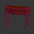 Elegant Red Classic Style Console Table With Carved Legs And Decorative Drawers