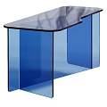 Modern Transparent Coffee Table Set With Geometric Brown Acrylic Structure Design