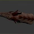 Game Movie Character Dragon Head With Red Brown Skin Horns And Sharp Teeth