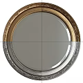 Elegant Round Decorative Mirror With Golden Ornate Carved Frame Design