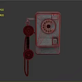 Vintage Classic Wall Mounted Telephone With Rotary Dial And Red Handset