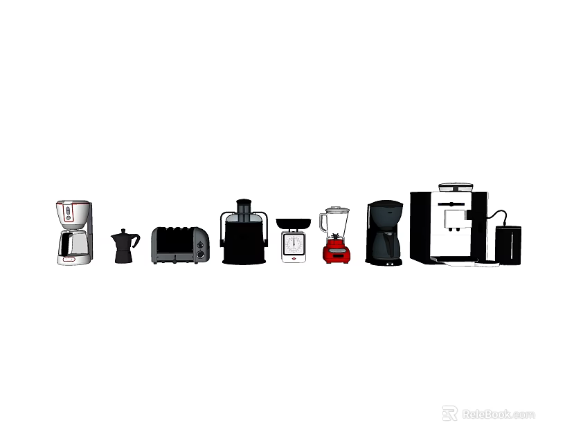 Kitchen Appliances Collection With Coffee Maker Toaster Blender Juicer And More For Home Use 3d model 