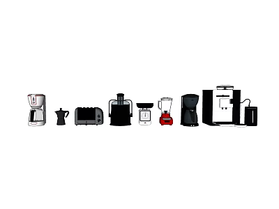Kitchen Appliances Collection With Coffee Maker Toaster Blender Juicer And More For Home Use 3d model