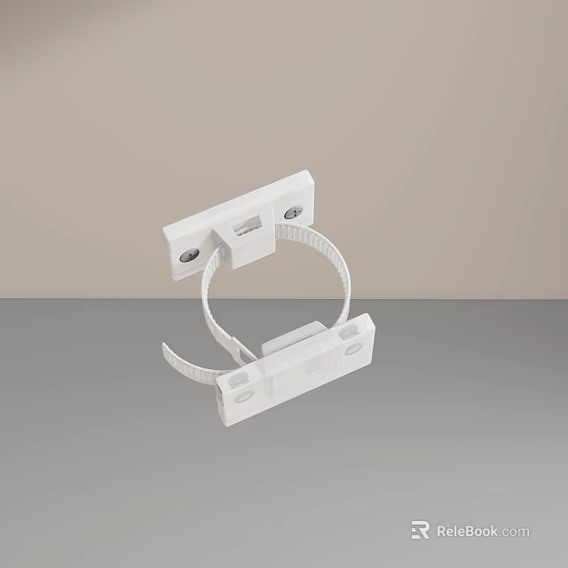 White Door Handle With Mounting Bracket And Secure Strap Design 3d model 