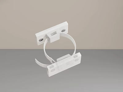 White Door Handle With Mounting Bracket And Secure Strap Design 3d model