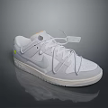 Stylish White And Gray Casual Lifestyle Sneakers With Laces Green Accent Tag And Reflective Sole
