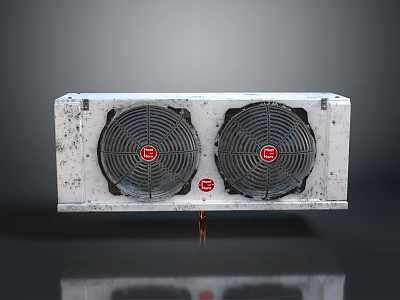 Computer Cooling Radiator with Dual Fans Metal Casing and Red Logo Design 3d model