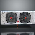 Computer Cooling Radiator with Dual Fans Metal Casing and Red Logo Design