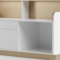Modern Reception Desk Design With White Surface Gold Frame Marble Accents And Open Storage