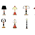 Modern Table Lamps with Colorful Bead Decorations Gold Bases and Various Shaped Lampshades