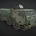 Green Military Fuel Truck With Multi Wheel Design And Flammable Sign