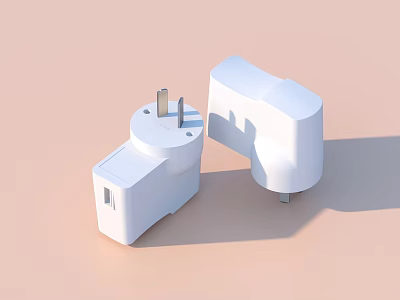 White Plug Adapters Essential Household Electrical Accessories For Daily Use With Compact Design 3d model