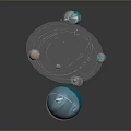 3D Render Of Colorful Celestial Bodies With Planets Moon And Orbit Lines