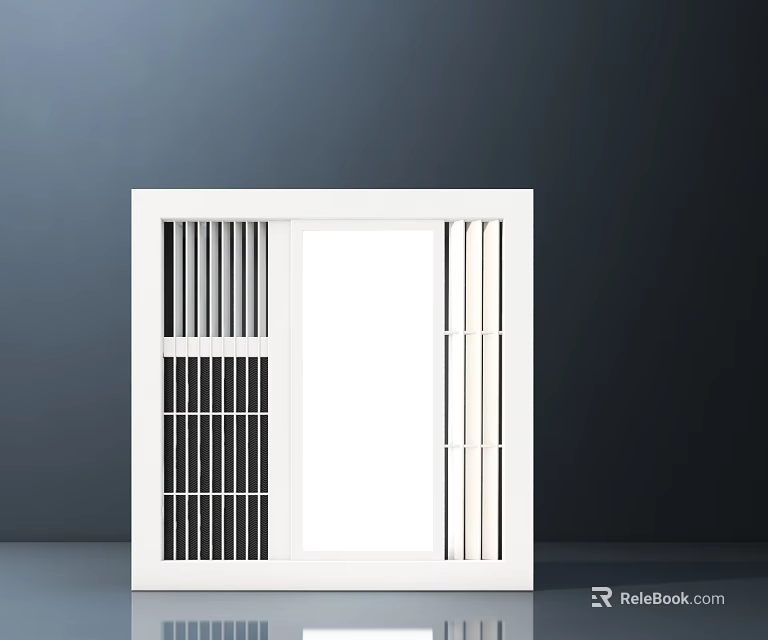 White Square Ventilation Grille With Modern Panel And Grid Design For Home 3d model