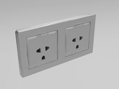 Practical White Double Electrical Socket Outlet For Home Wall Mounted Daily Use 3d model