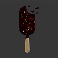 Chocolate Coated Popsicle With Wooden Stick Colorful Sprinkles And Apple Slice Inside