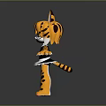 Cute 3D Cartoon Leopard Cat Character With Pink Ears Black Top And White Apron